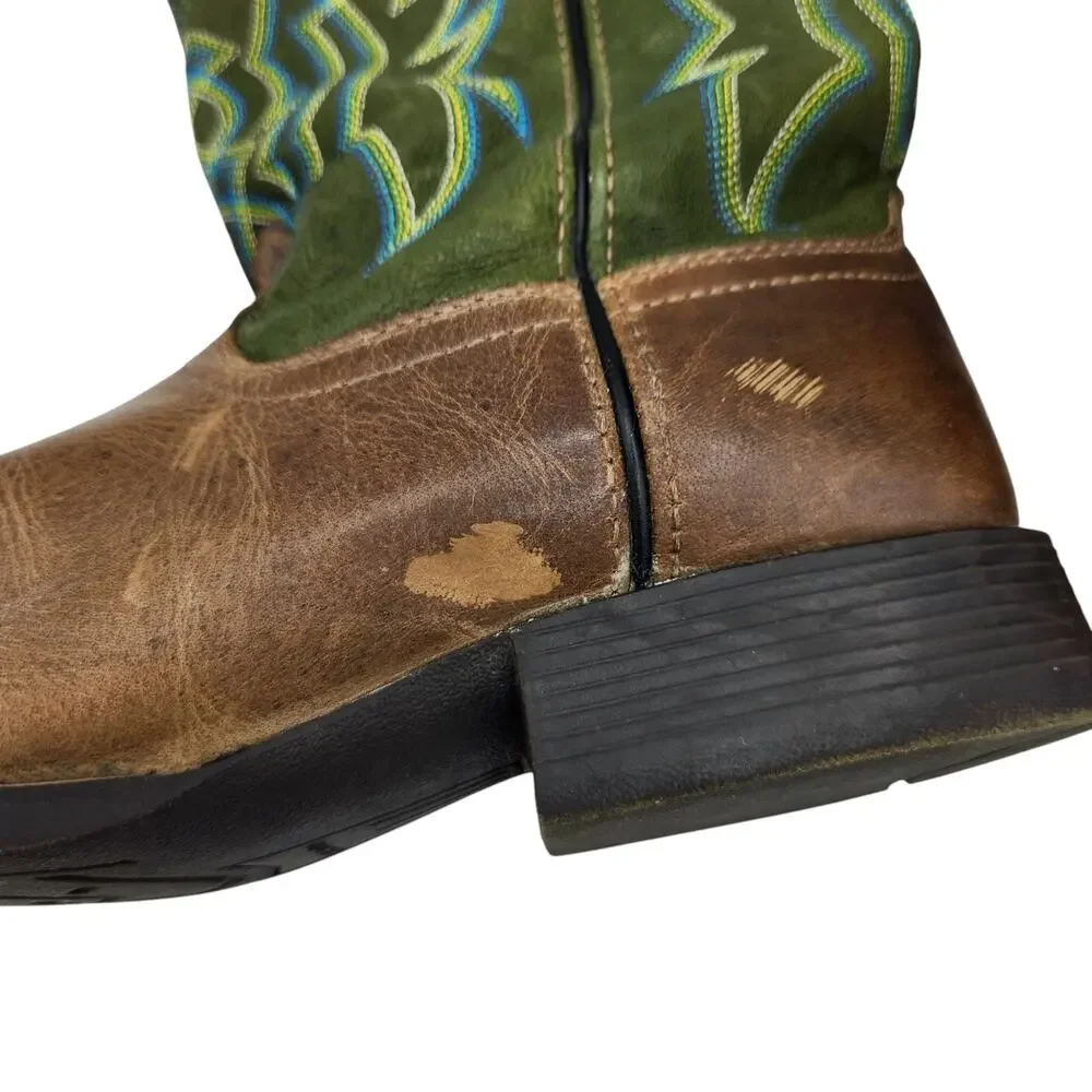Ariat Pace Setter Leather Western Boots‎ Baked Cookie Green Kid's Size 5.5